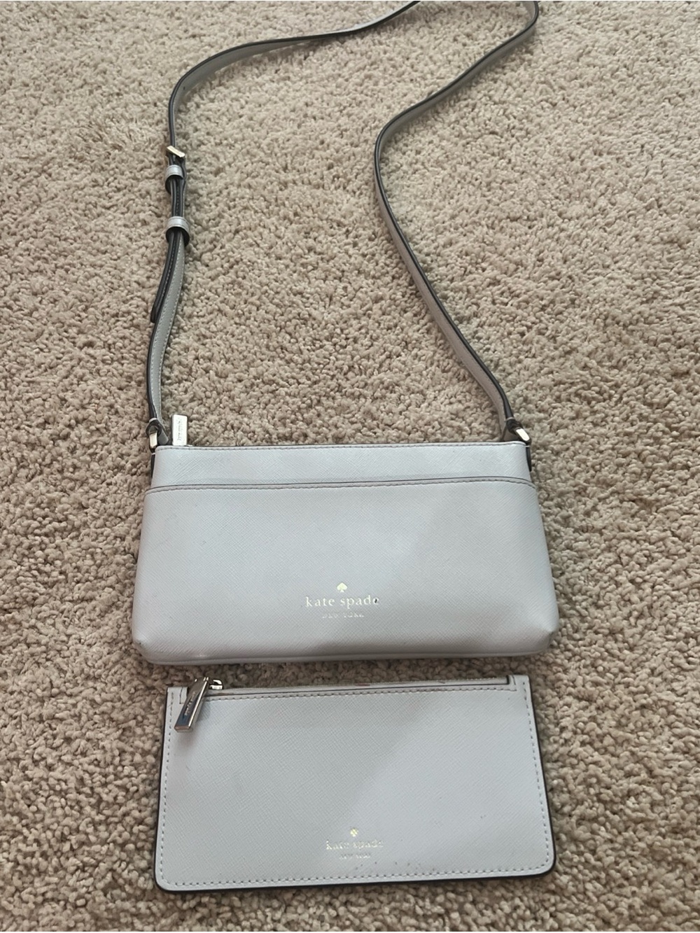 Kate Spade Sadie Saffiano Leather Top Zip Crossbody Bag With Zippered Pouch